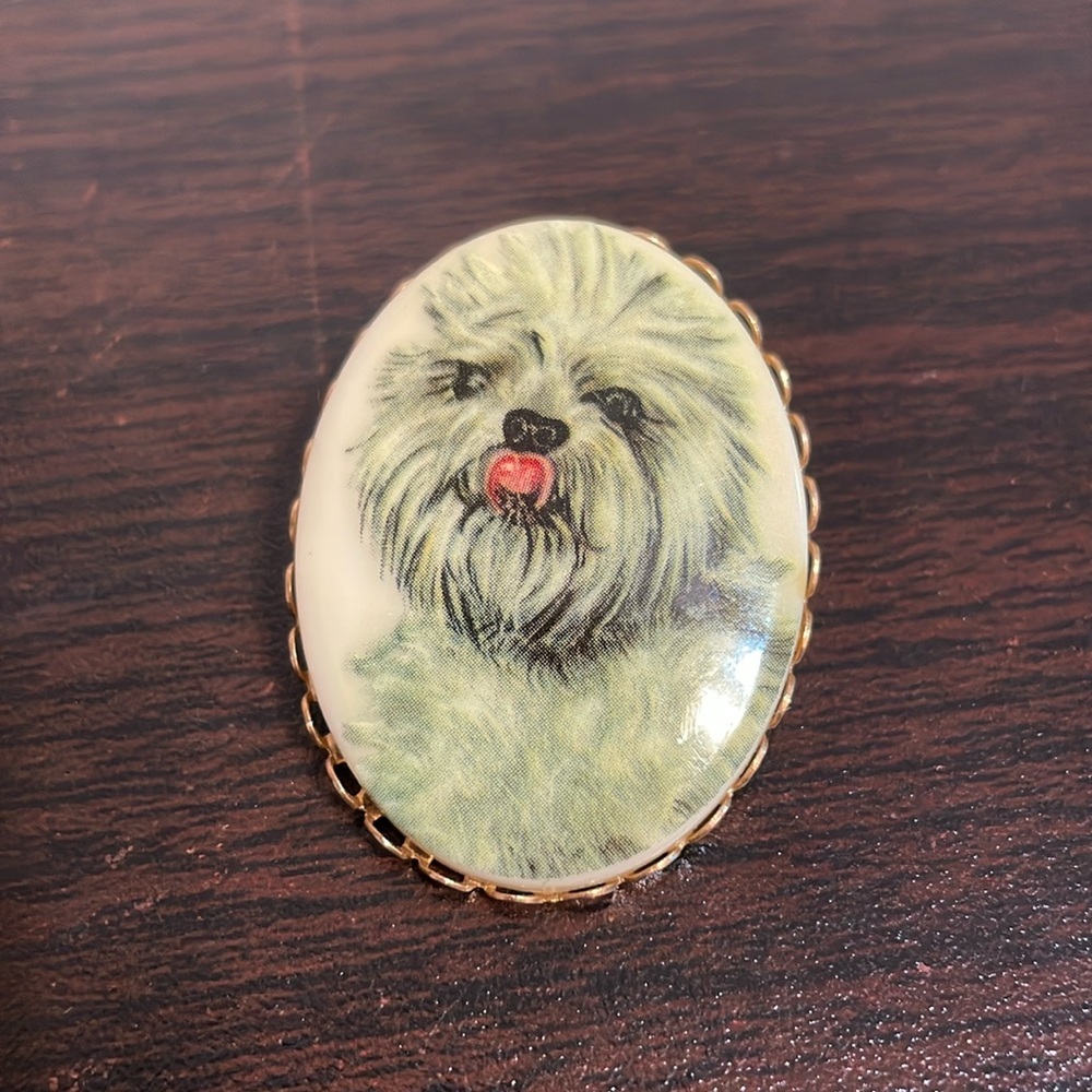 Vintage hand painted brooch